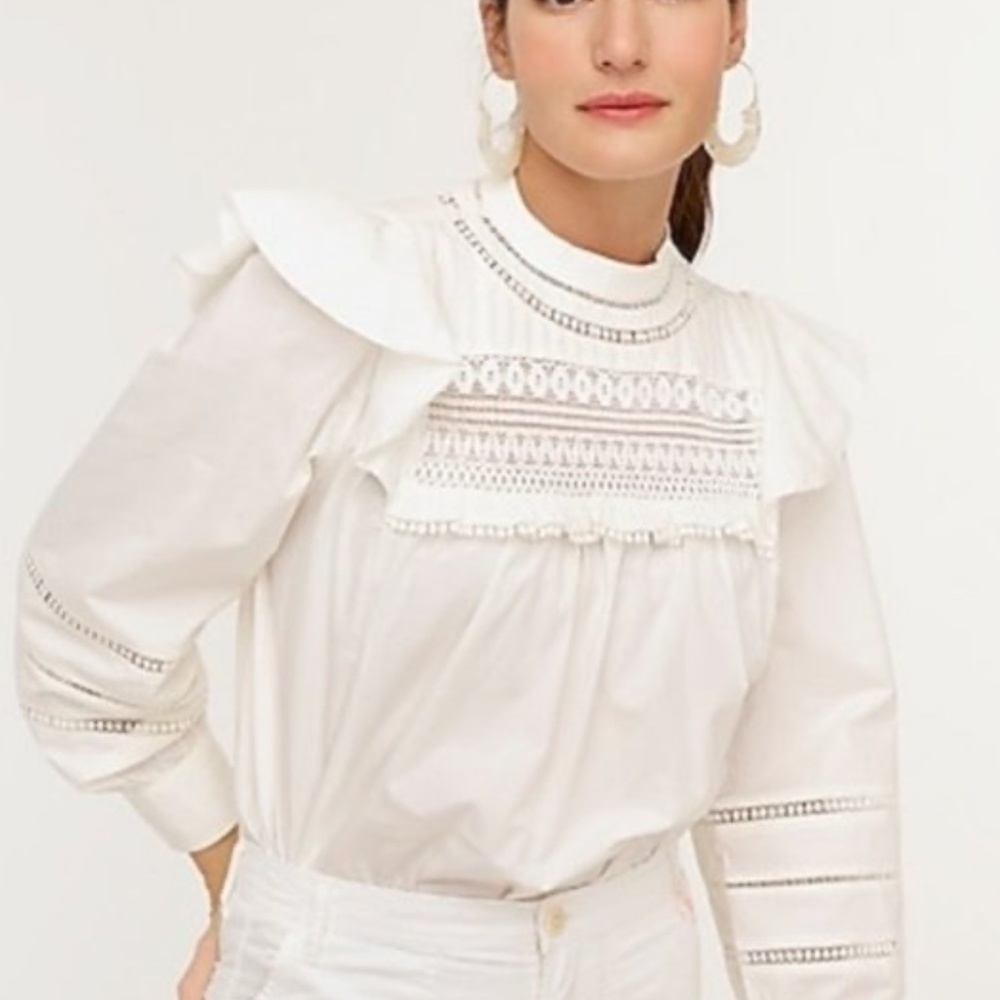 NWT J. Crew | Crocheted Lace Ruffle Top